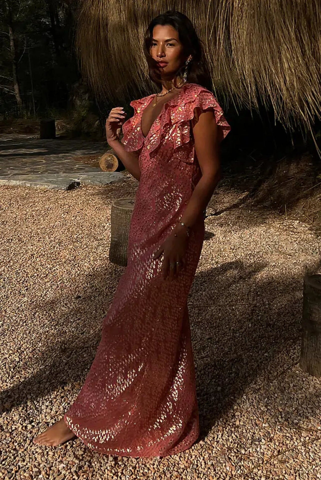 TILDA PINK JACQUARD MAXI DRESS Never Fully Dressed