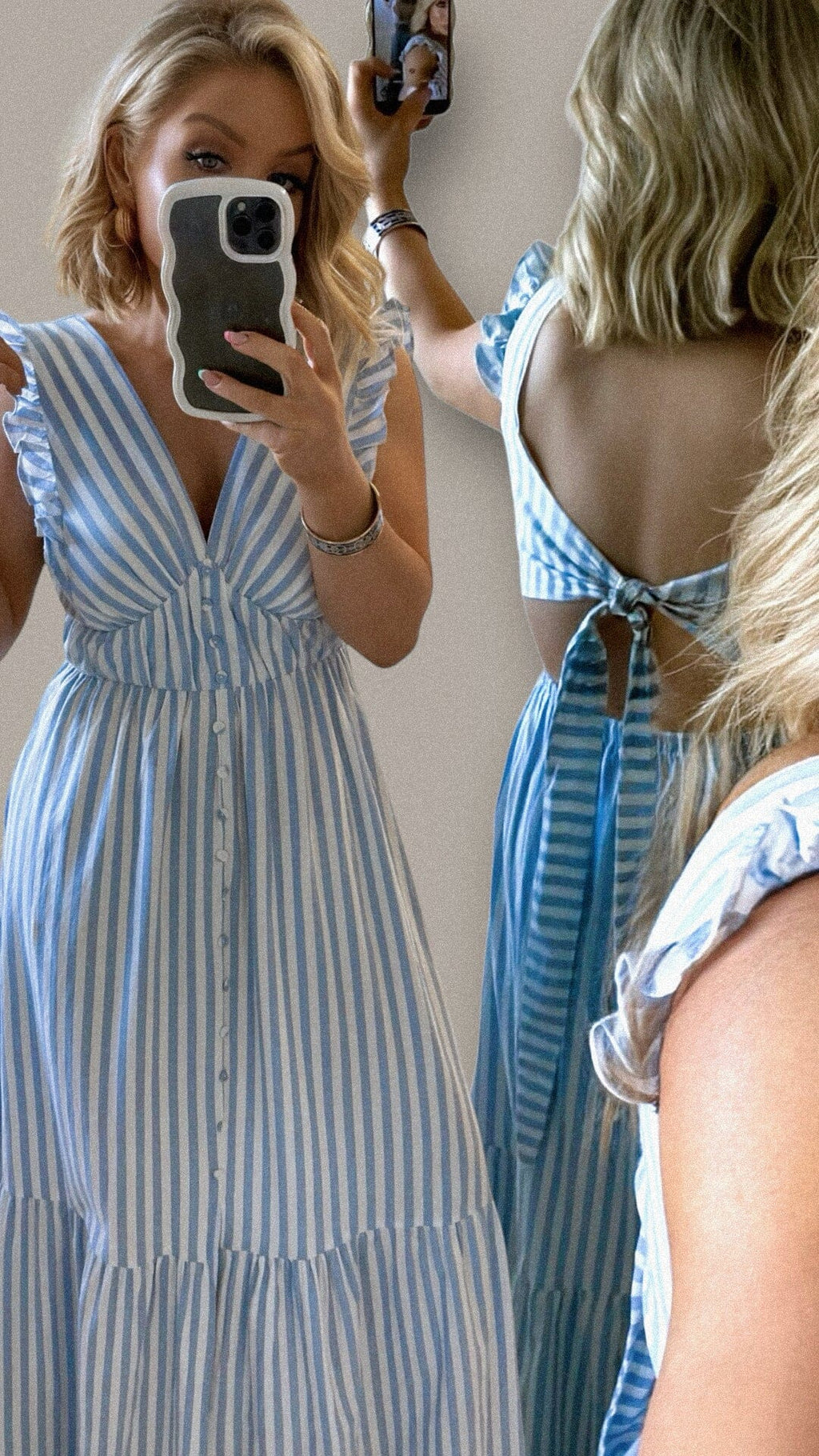 ANNALISE STRIPE COTTON DRESS - BLUE Dresses Coco Boutique 