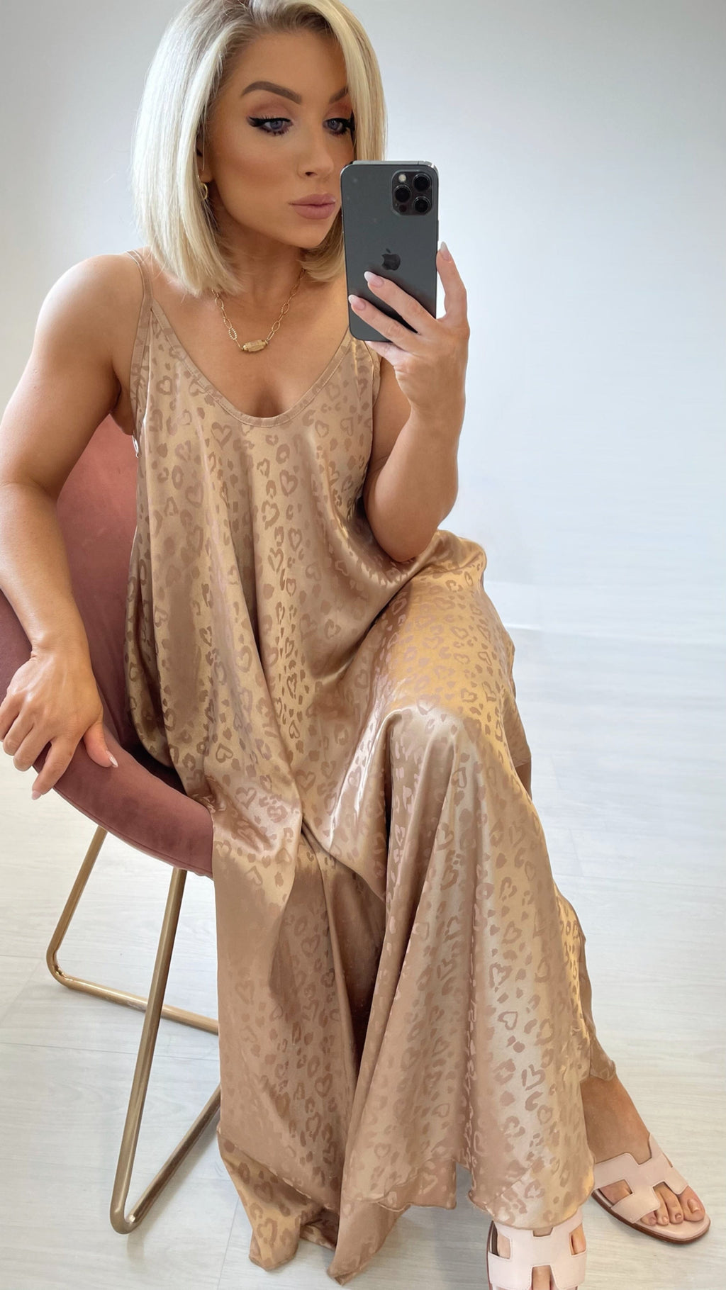 PIA SILKY LEOPARD DRESS - SOFT GOLD Coco Boutique 