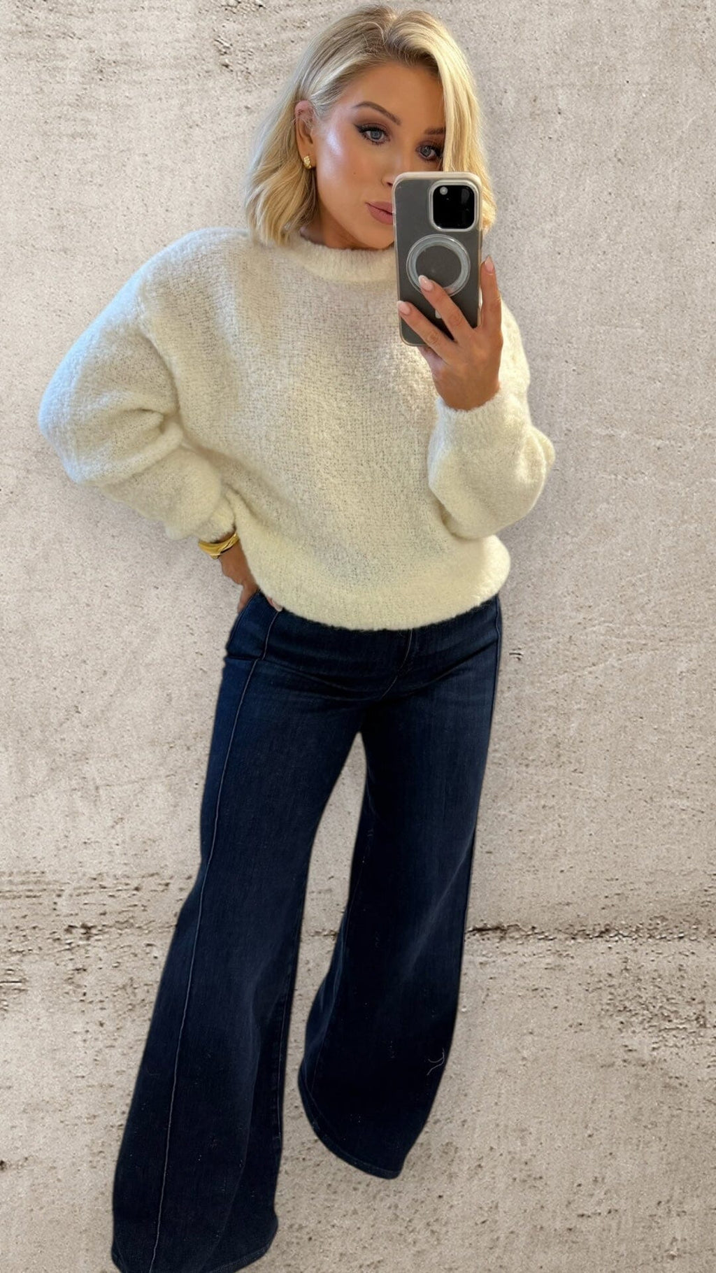 THE AMELIE BOUCLÉ KNIT - CREAM Knitwear Neline