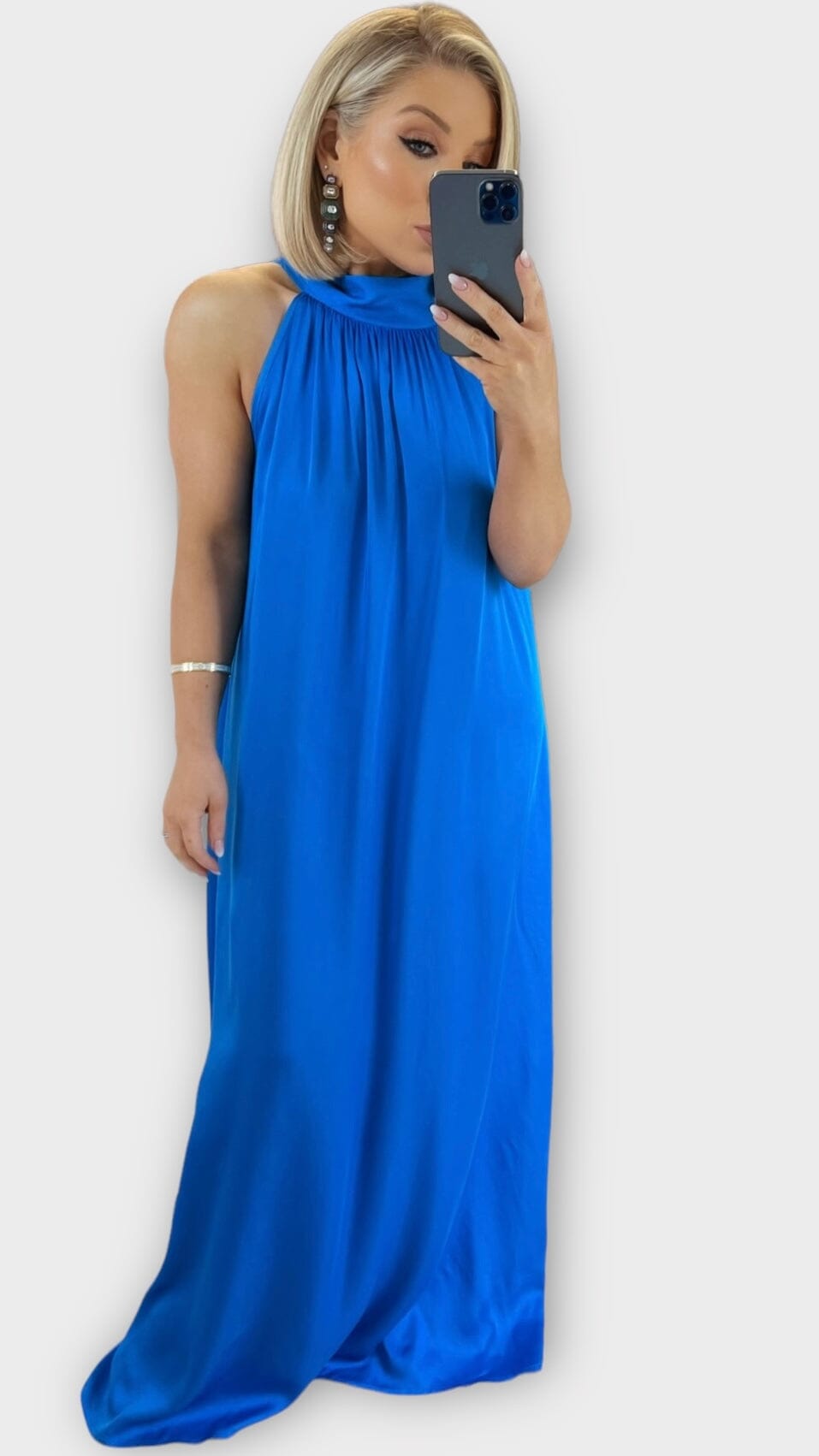 CAROLINA SILKY DRESS - ELECTRIC BLUE Coco Boutique 
