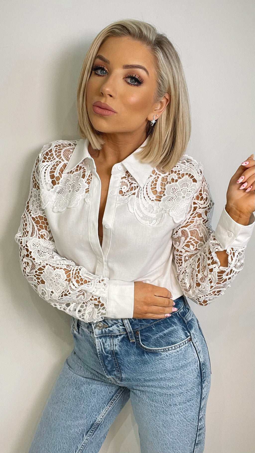 CASSIDY ANGLASISE SHIRT - WHITE Tops & Jumpers Coco Boutique 