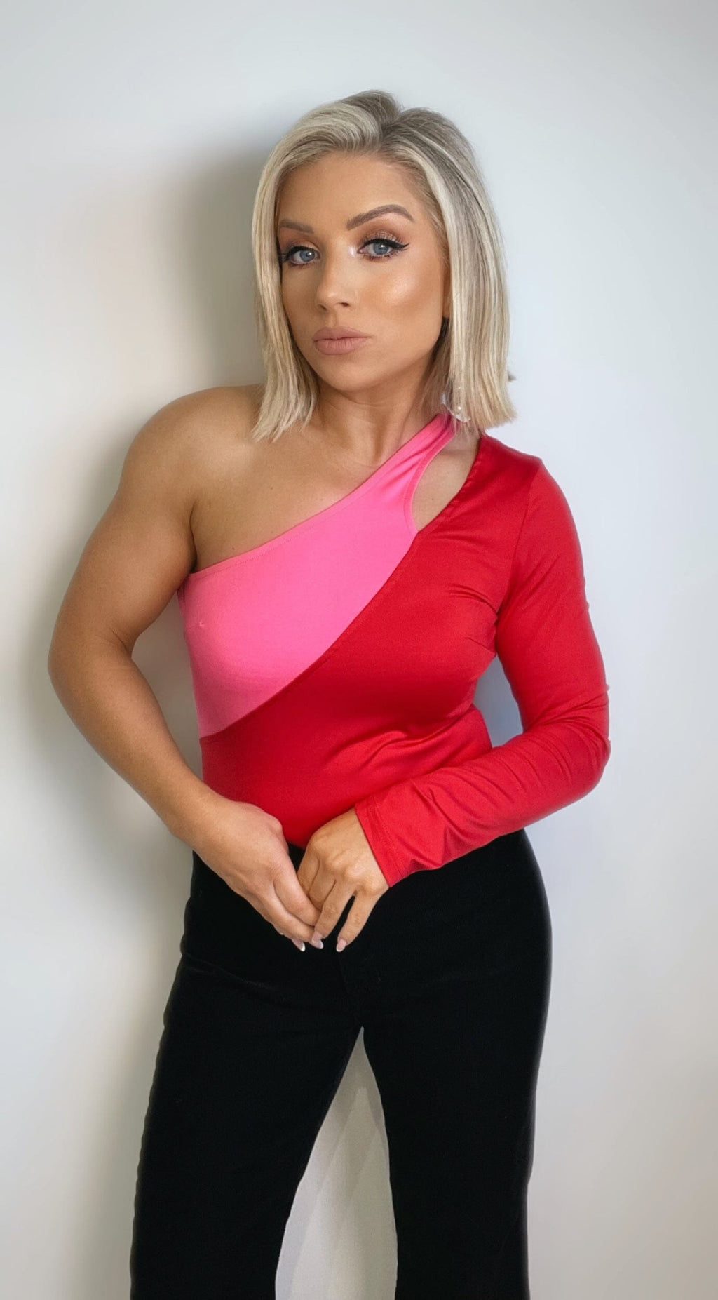 CLEO BODYSUIT - RED & PINK Tops & Jumpers Minueto 