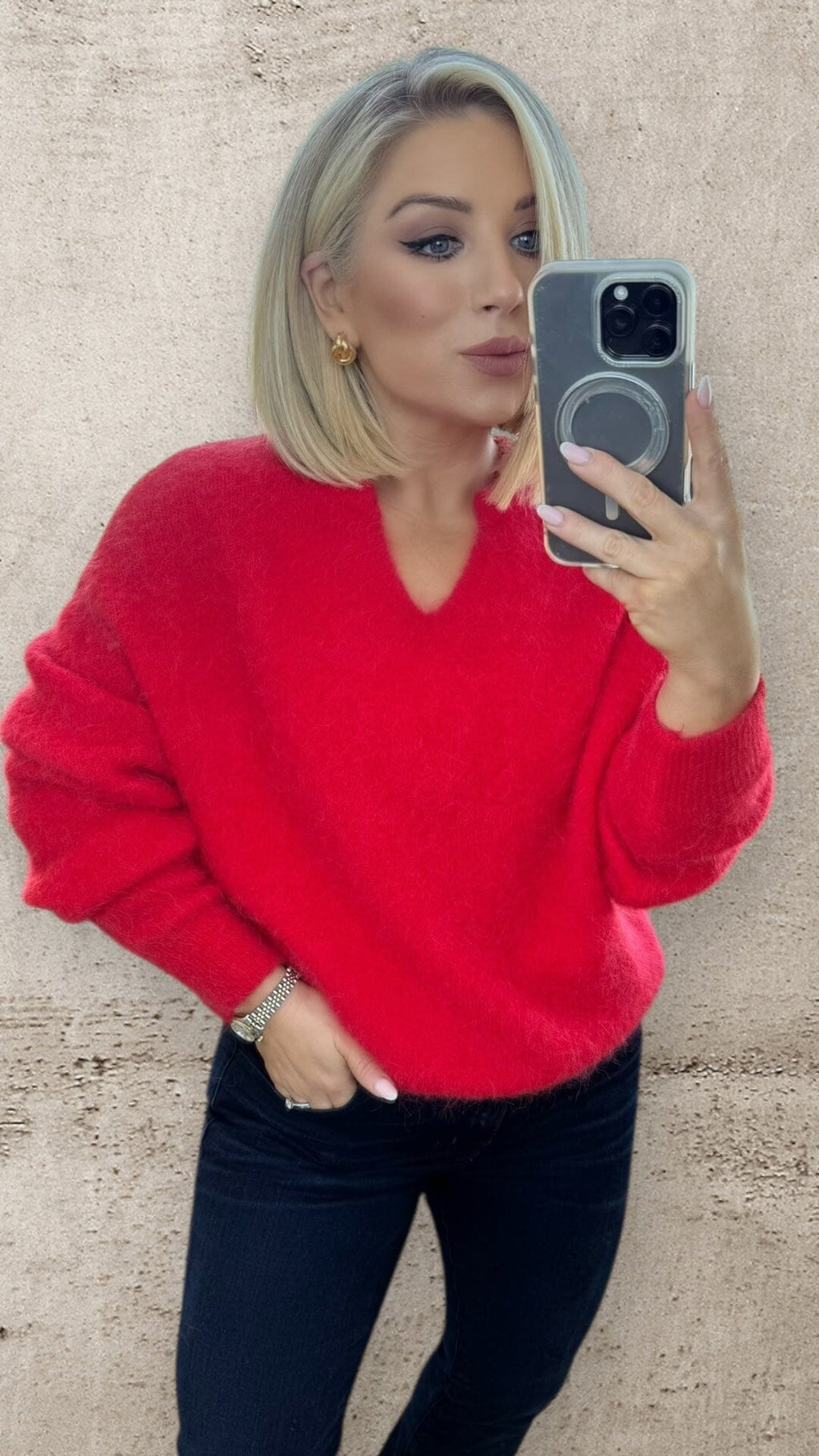 SEREN ALPACA SWEATER - RED Knitwear Gigi Lu