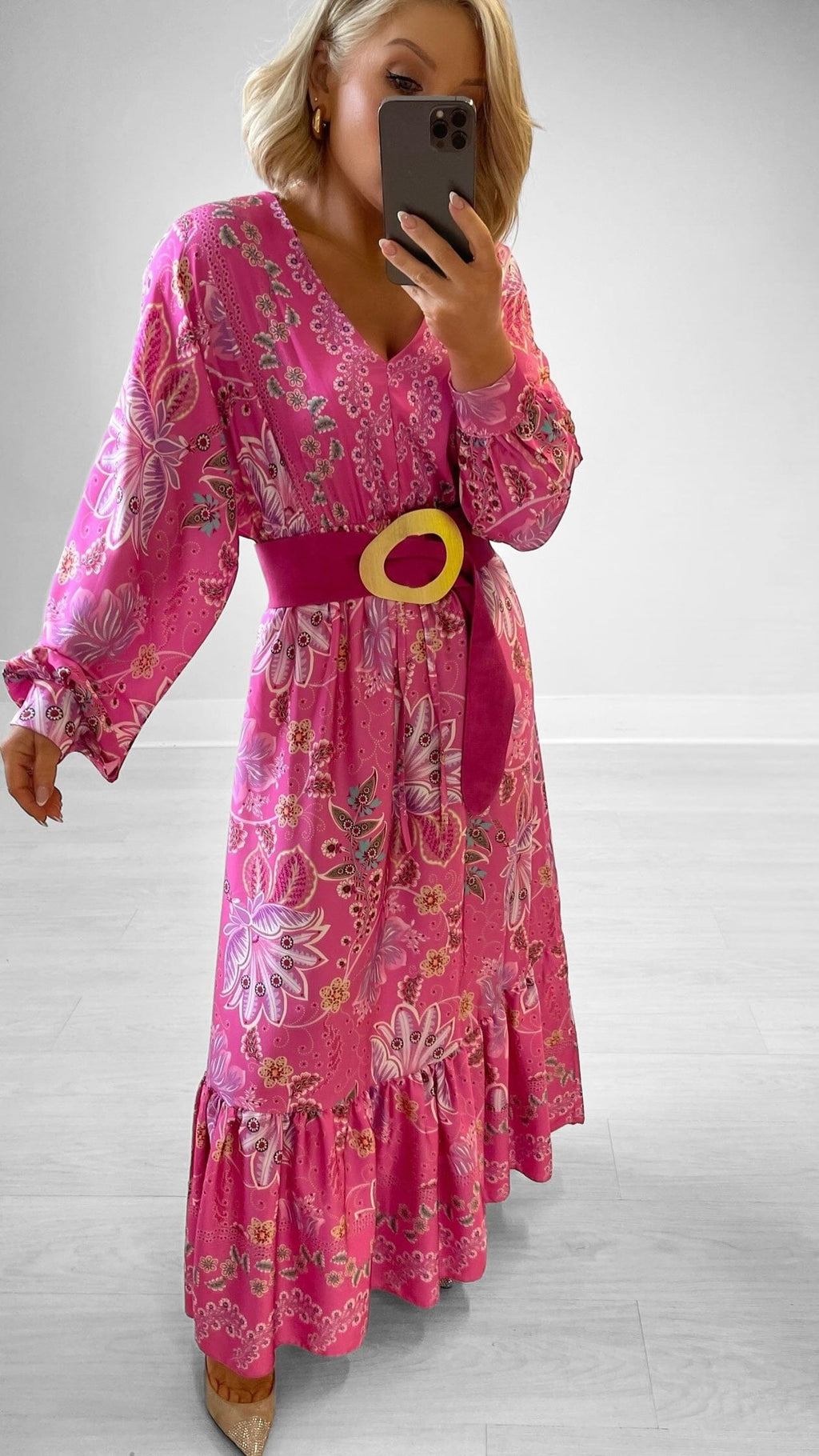 COIRLÉ SILKY DRESS & BELT Coco Boutique Pink One Size 