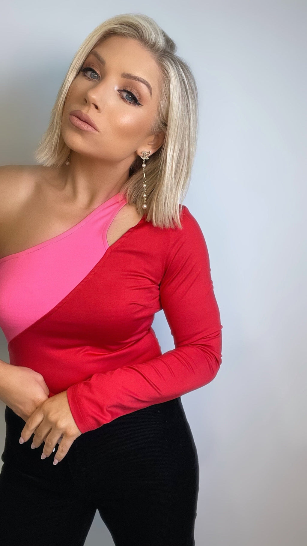 CLEO BODYSUIT - RED & PINK Tops & Jumpers Minueto 