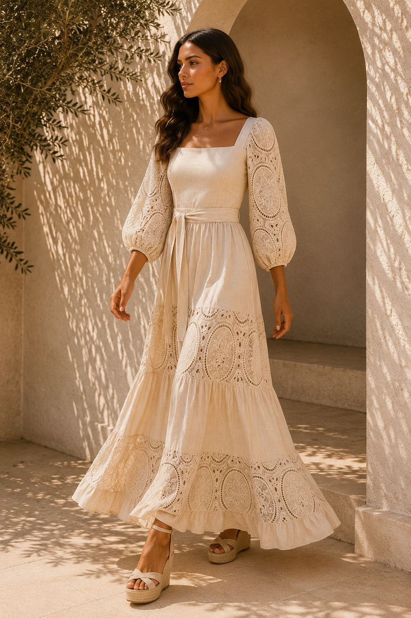 THE SORRRNTO LACE MIDI DRESS