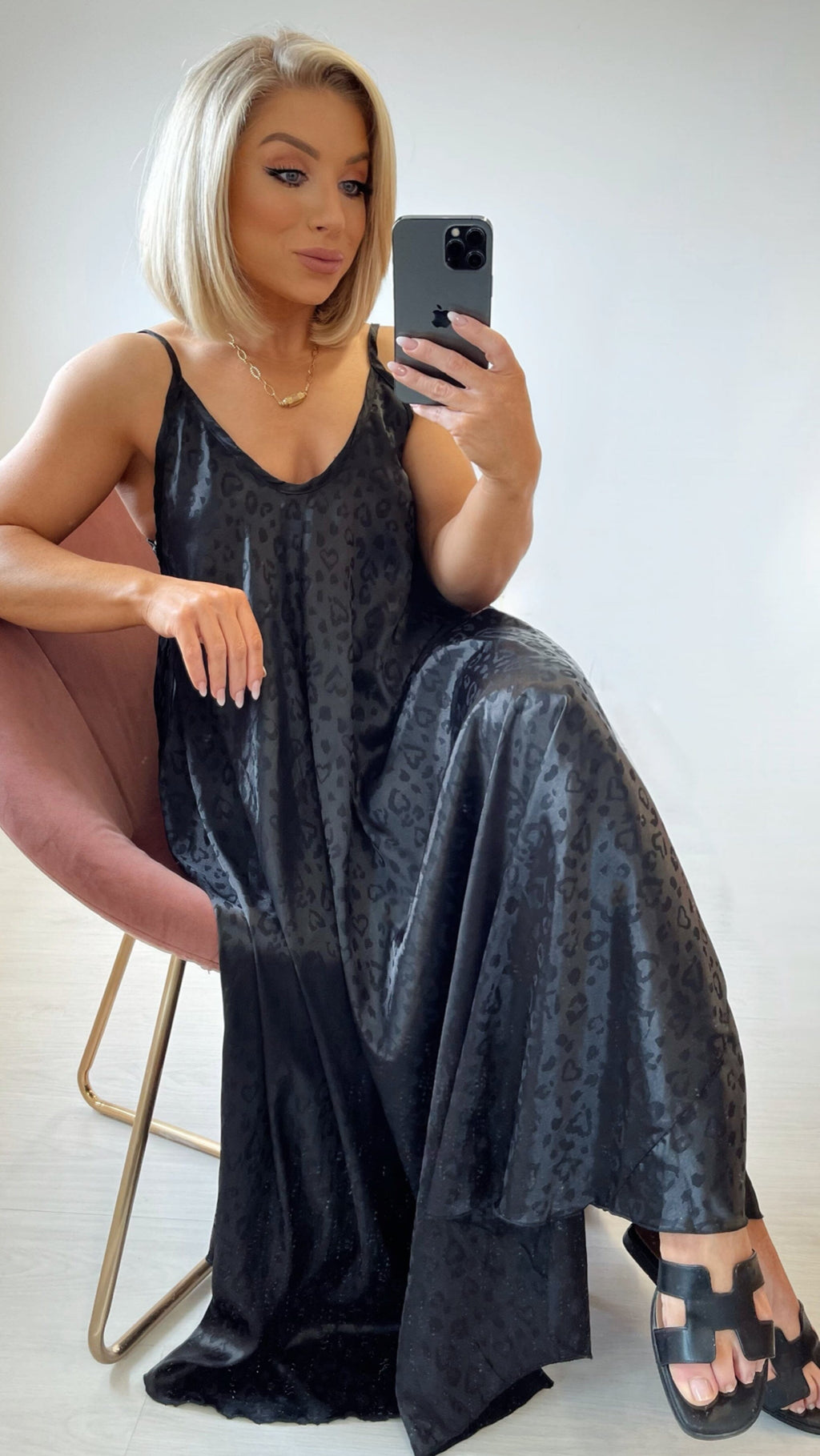 PIA SILKY LEOPARD DRESS - BLACK Coco Boutique 