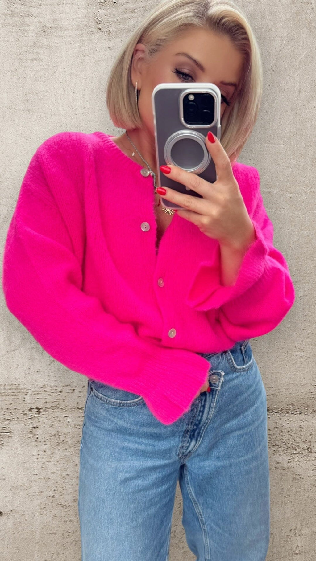 THE BONNIE CARDI - NEON PINK Knitwear Coco Boutique