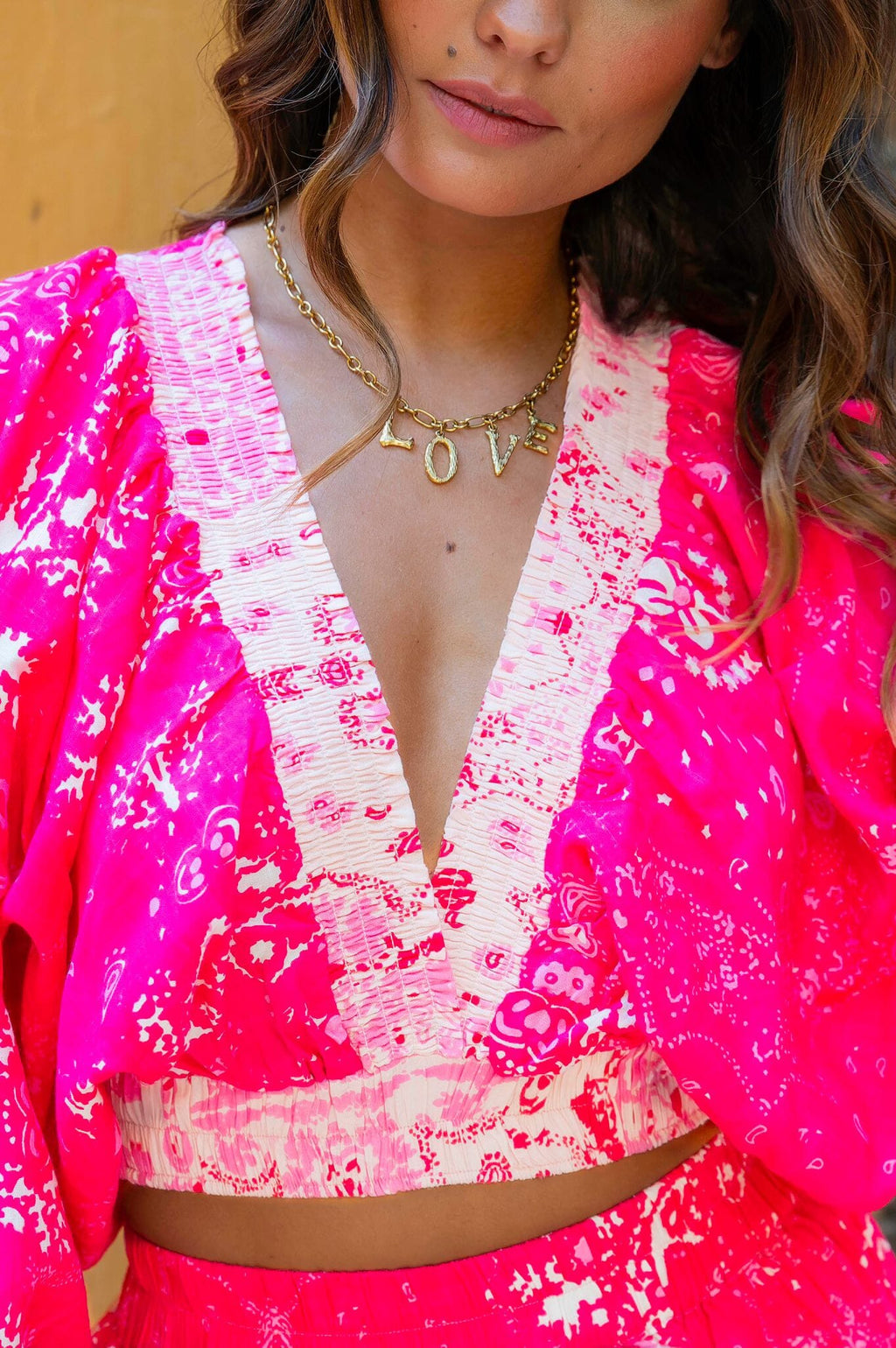 PAISLEY RUFFLE SET -BRIGHT PINK Coco Boutique