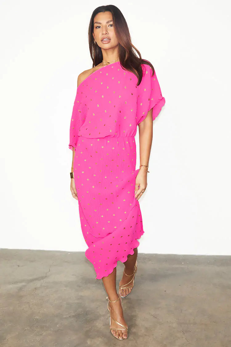 ASPEN PLISSE DRESS PINK Coco Boutique