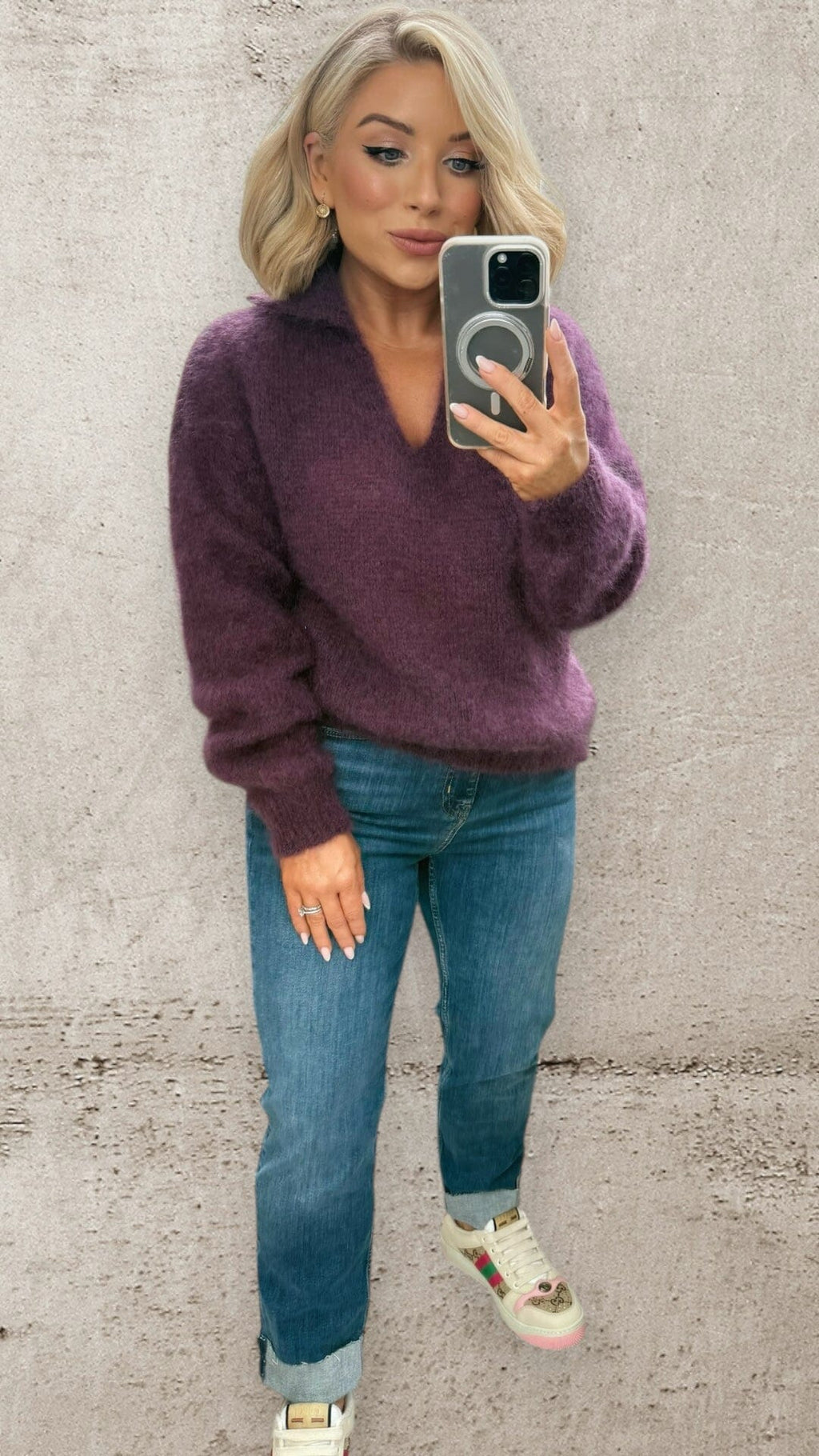 THE AMARA MOHAIR KNIT - PLUM Knitwear Neline 