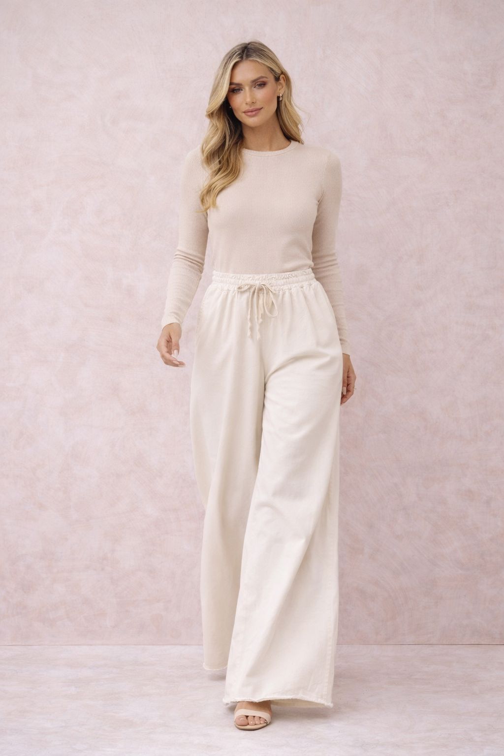 THE AMALFI WIDE LEG TROUSERS - CREAM Bottoms, Jeans & Skirts Avril Vin 