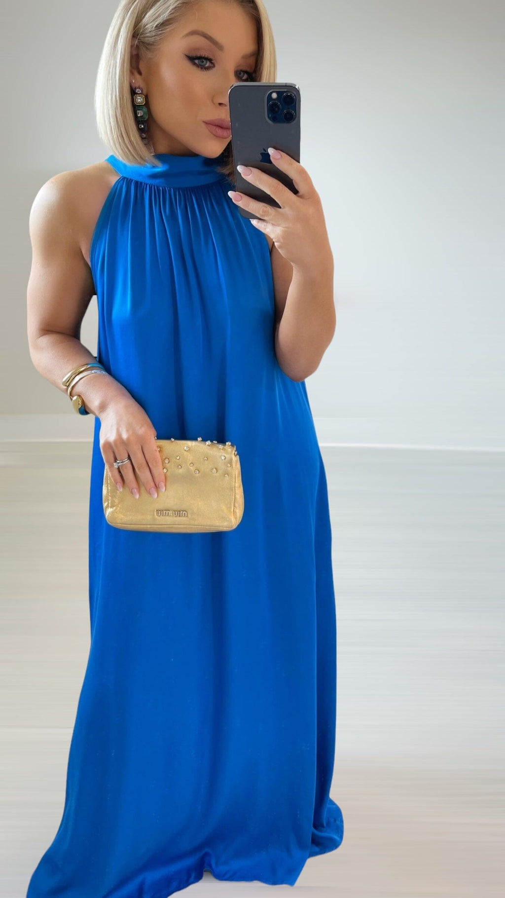 CAROLINA SILKY DRESS - ELECTRIC BLUE Coco Boutique 