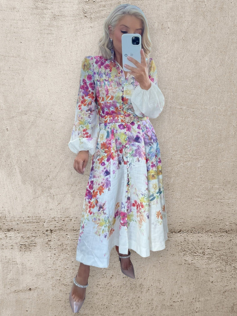 AMALFI FLORAL MIDI DRESS Dresses Noeline 