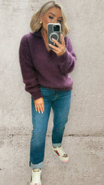THE AMARA MOHAIR KNIT - PLUM Knitwear Neline 