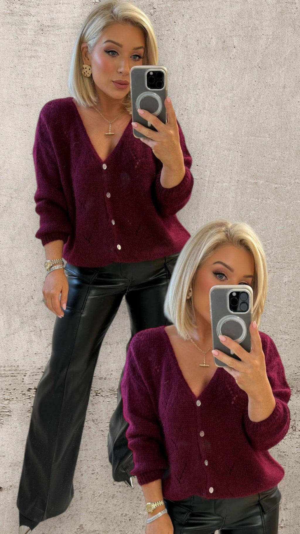 THE OPAL CARDIGAN - MERLOT Knitwear Mayeli 