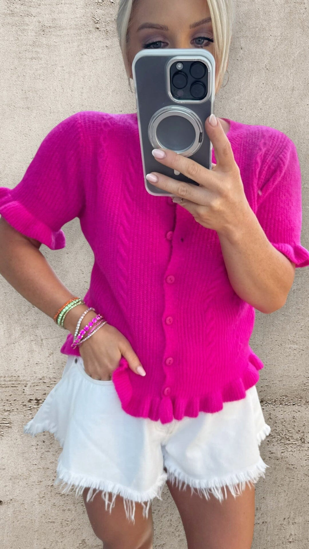 THE LOTTIE CARDIGAN - MAGENTA Knitwear Coco Boutique 