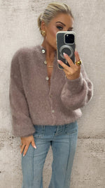 THE ÉLISE MOHAIR CARDIGAN- TAUPE Knitwear Goldie S 