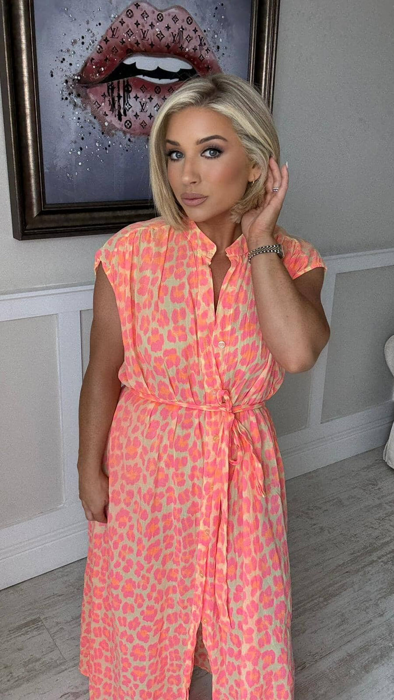 LUCIA DRESS - NEON ANIMAL PRINT Dresses Neline 