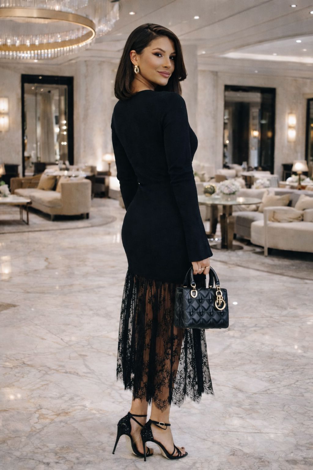 THE NOIRE LACE MIDI DRESS Knitwear Neline 