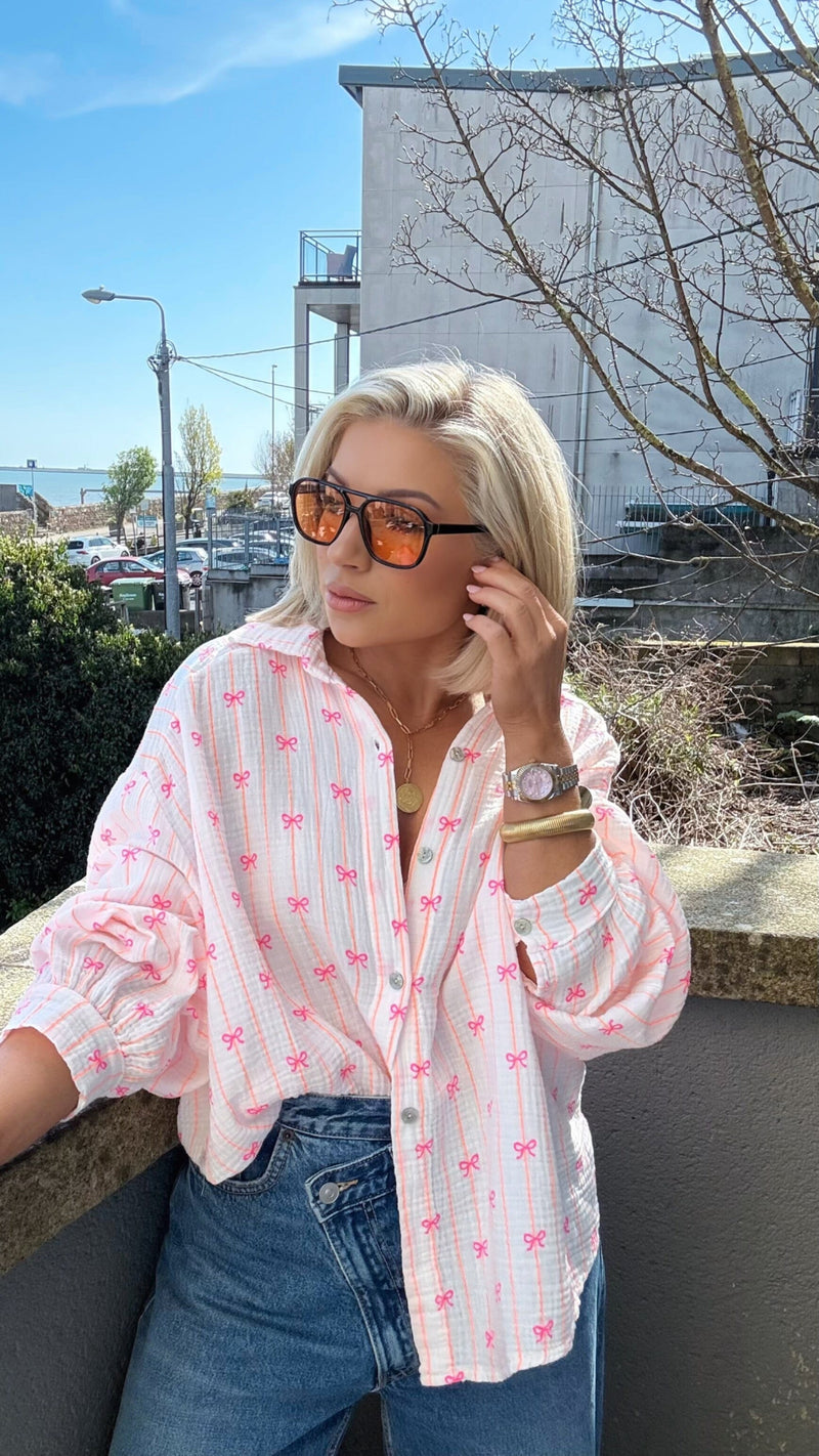NEON BOW COTTON SHIRT Coco Boutique 