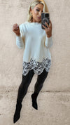 BELLE LACE TRIM SWEATER - CREAM Knitwear Charmell 