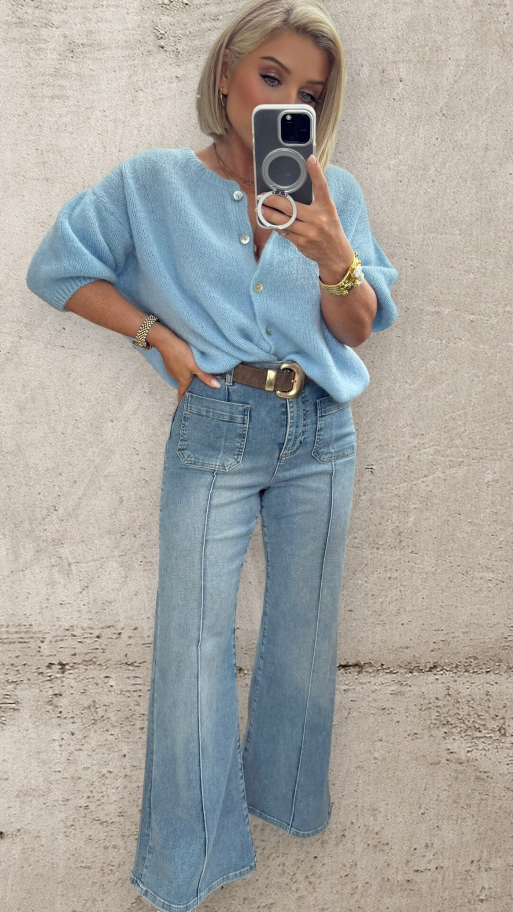 BABY BLUE HAZE KNIT Tops & Jumpers CG Luxe 