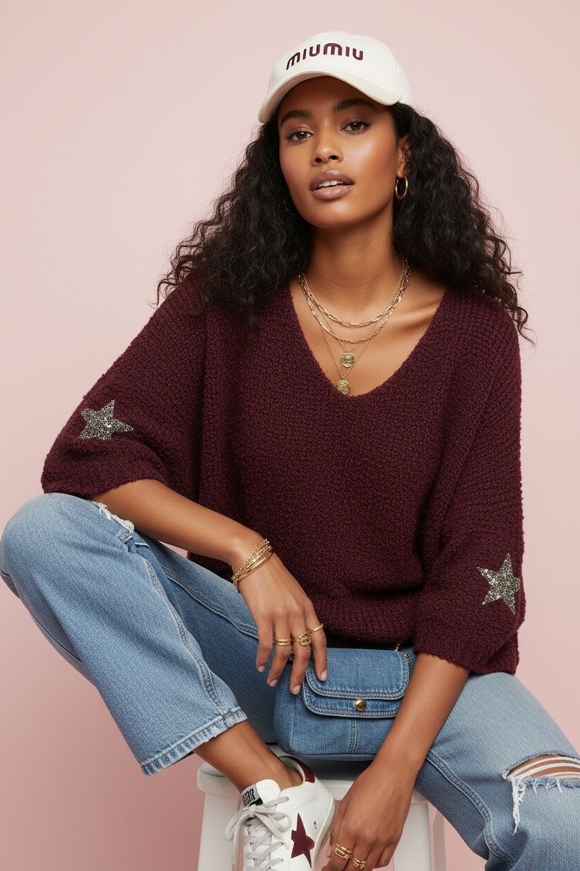 THE STARLIGHT KNIT - MULBERRY Knitwear Avril Vin 