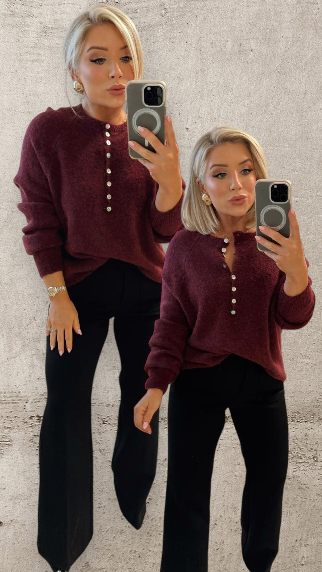 THE ALPINE HALF BUTTON - BORDEAUX Knitwear Le Point Parisien 