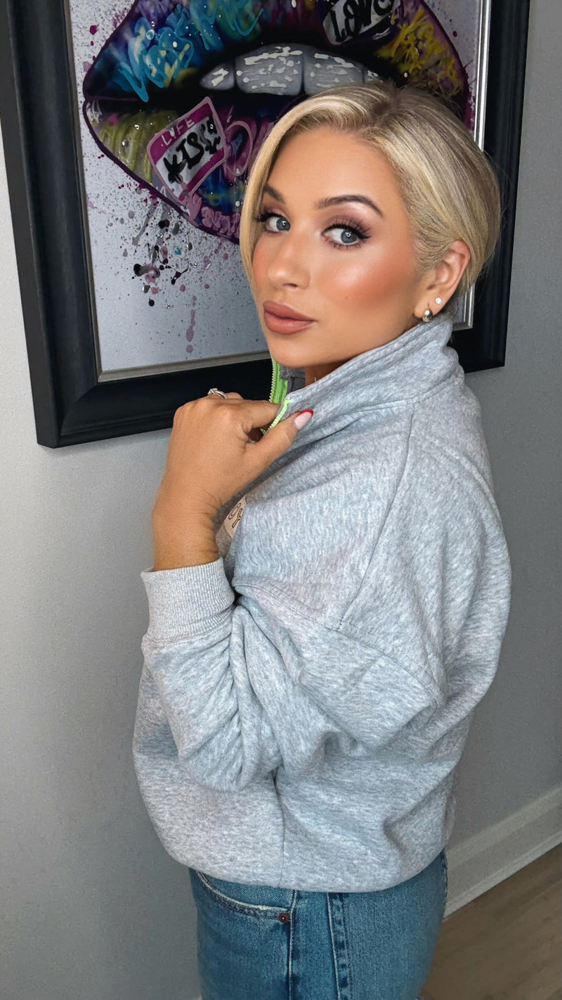 THE JOY HALF ZIP - GREY MARL Sweatshirt Easy mood 