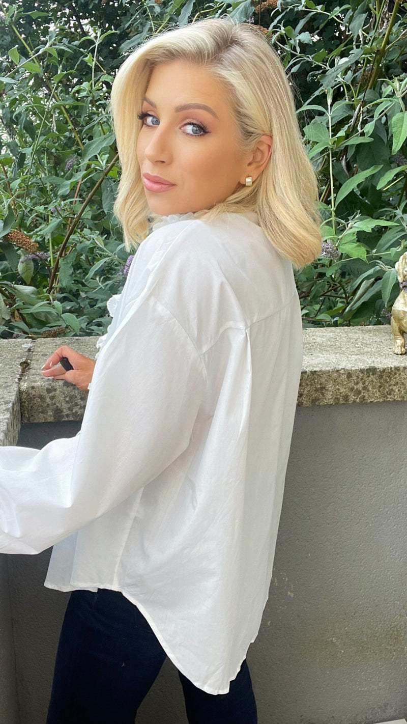 CASSIDY BAROQUE SHIRT - WHITE Coco Boutique 