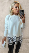 BELLE LACE TRIM SWEATER - CREAM Knitwear Charmell 