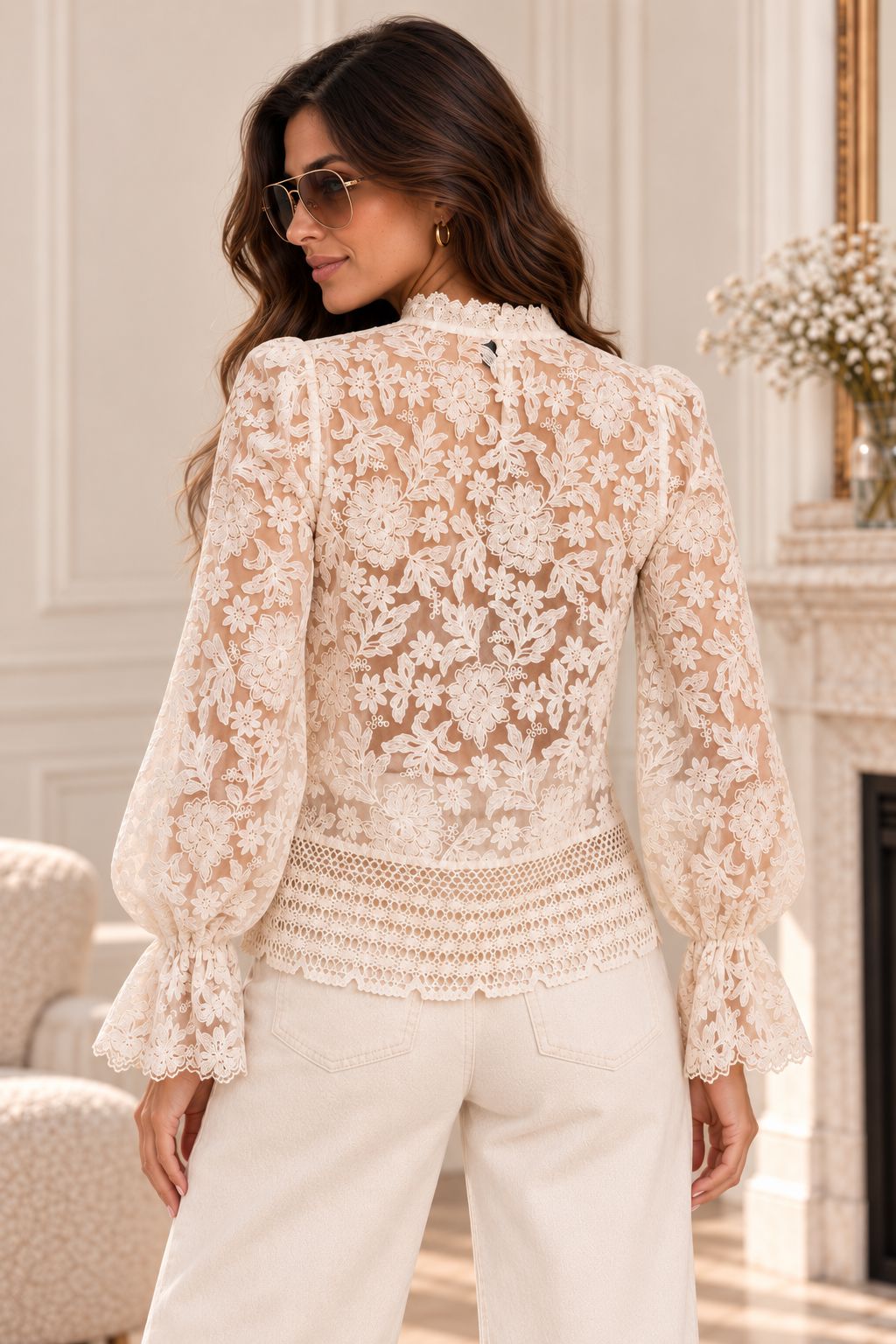 SIENNA LACE BLOUSE - CREAM Blouses Avril Vin 