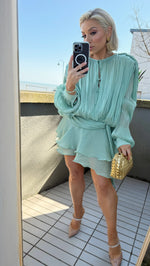 CELINA SHIMMER MINI DRESS - SEAFOAM Dresses Noeline 