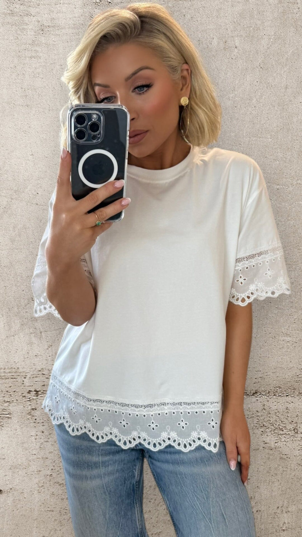 ISLA BRODERIE COTTON T-SHIRT