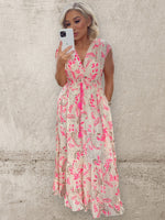 MIRA PASLEY DRESS - BRIGHT PINK/CREAM Dresses Orlinn 