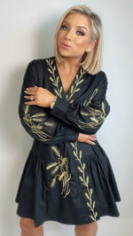 LYNNE EMBROIDERED WRAP DRESS - BLACK Coco Boutique 