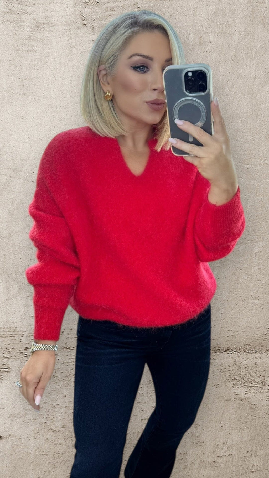 SEREN ALPACA SWEATER - RED Knitwear Gigi Lu 