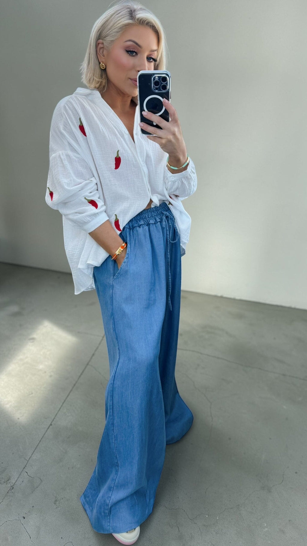 THE ALEXIA DENIM TENCEL TROUSERS Bottoms, Jeans & Skirts Avril Vin 