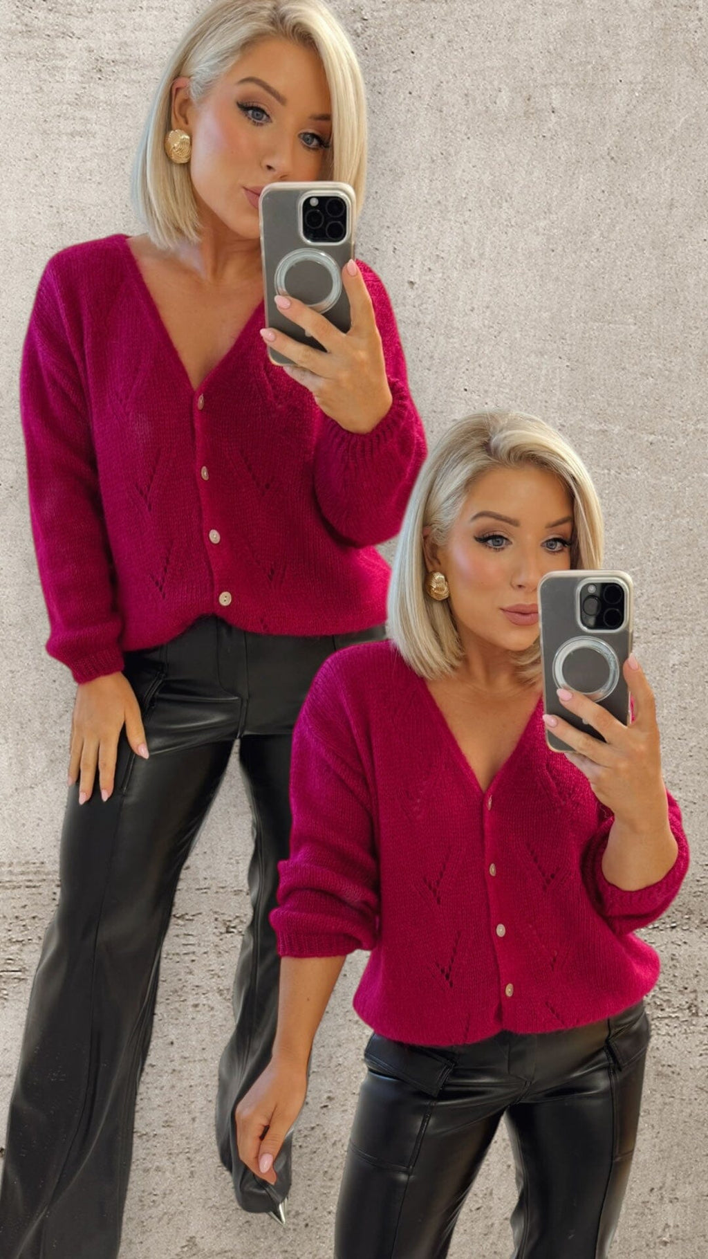 THE OPAL CARDIGAN - RASPBERRY Knitwear Mayeli 
