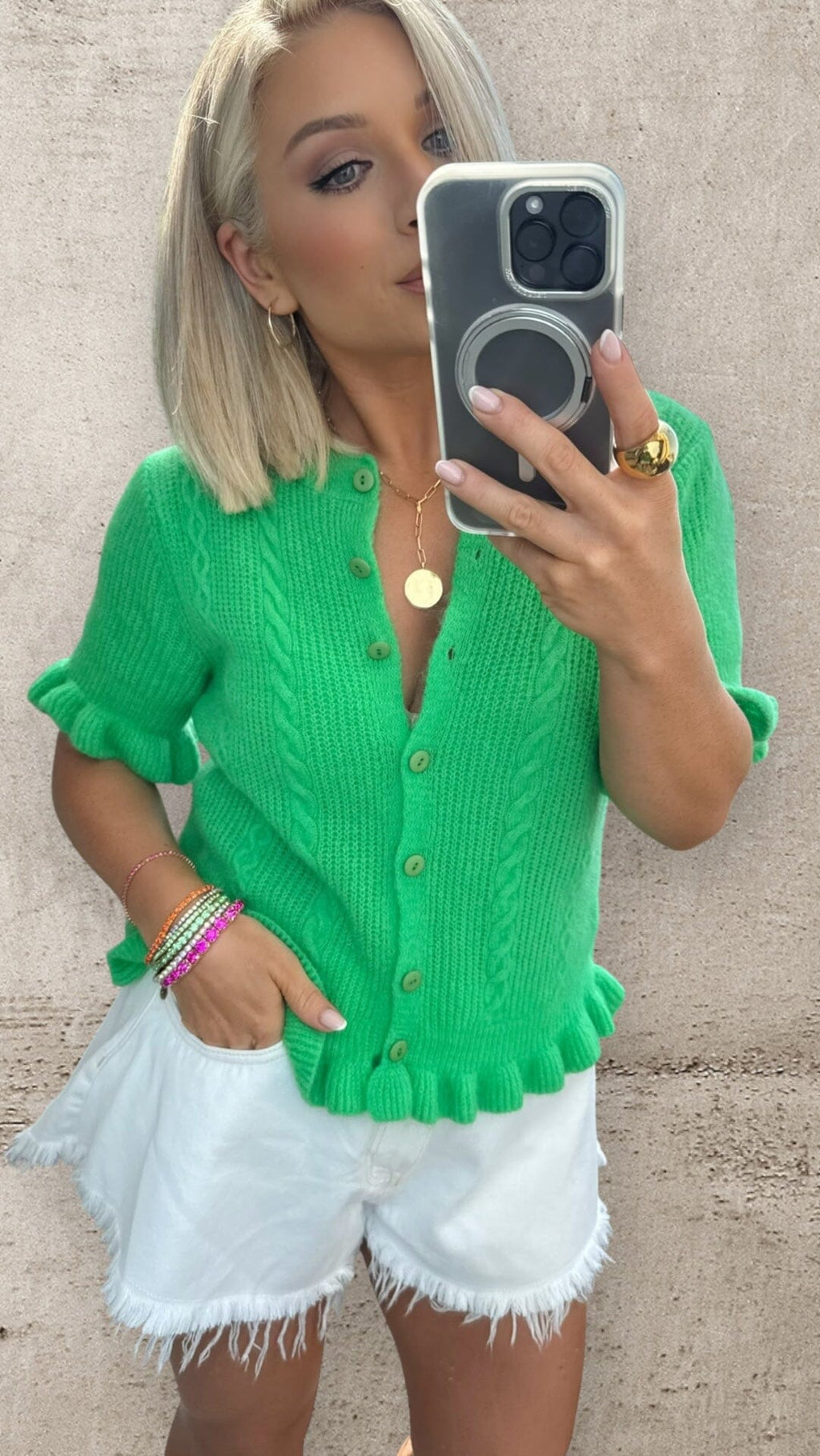 THE LOTTIE CARDIGAN - KELLY GREEN Knitwear Coco Boutique 