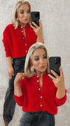 THE ESSIE CARDIGAN - CLASSIC RED Knitwear Mayeli 