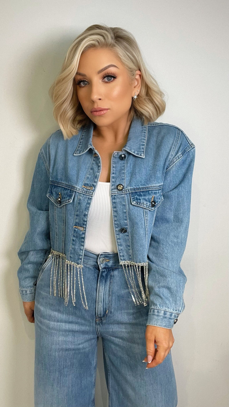 KARA CRYSTAL DENIM JACKET Coco Boutique 