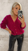 THE OPAL CARDIGAN - RASPBERRY Knitwear Mayeli 