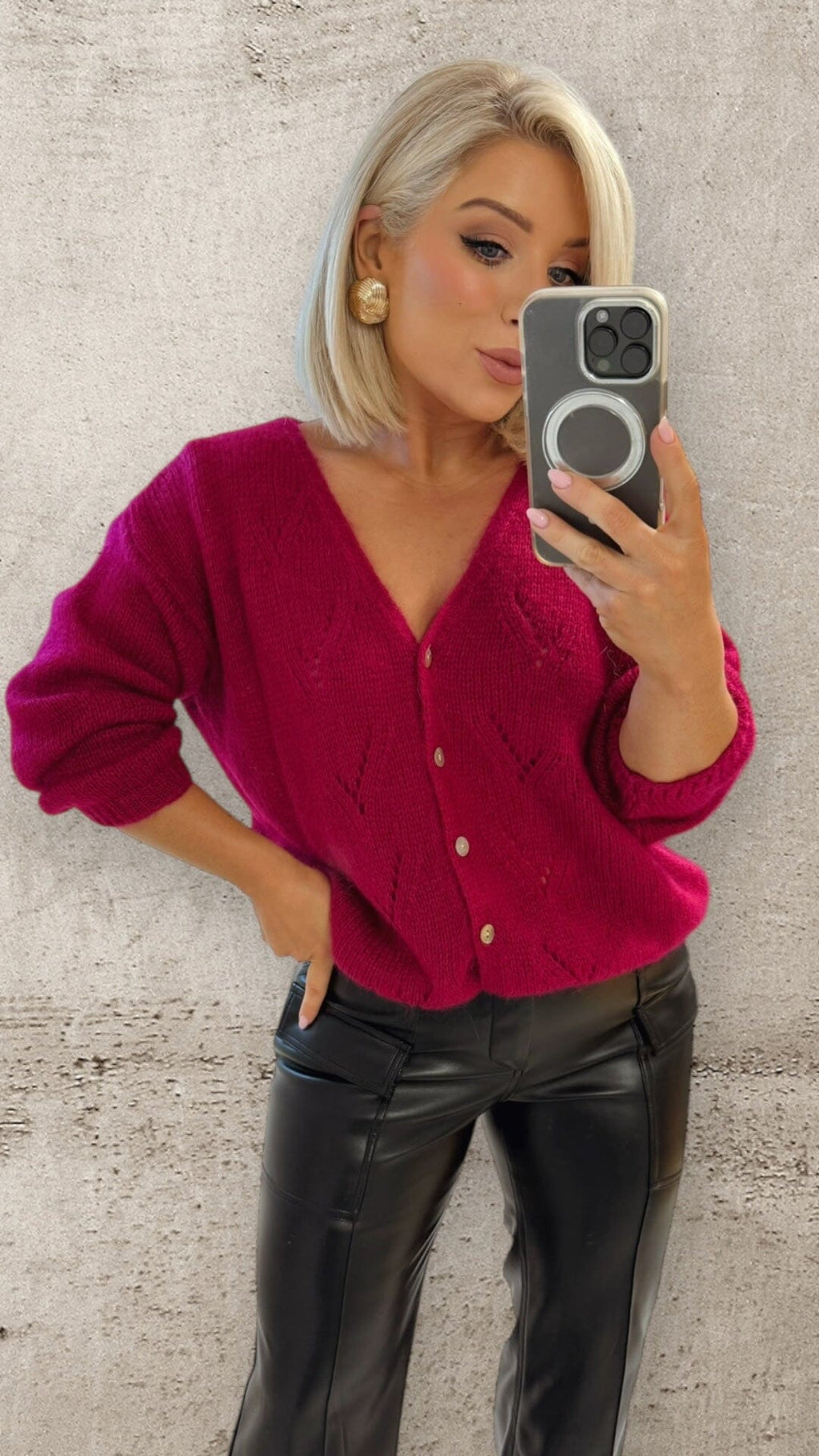 THE OPAL CARDIGAN - RASPBERRY Knitwear Mayeli 