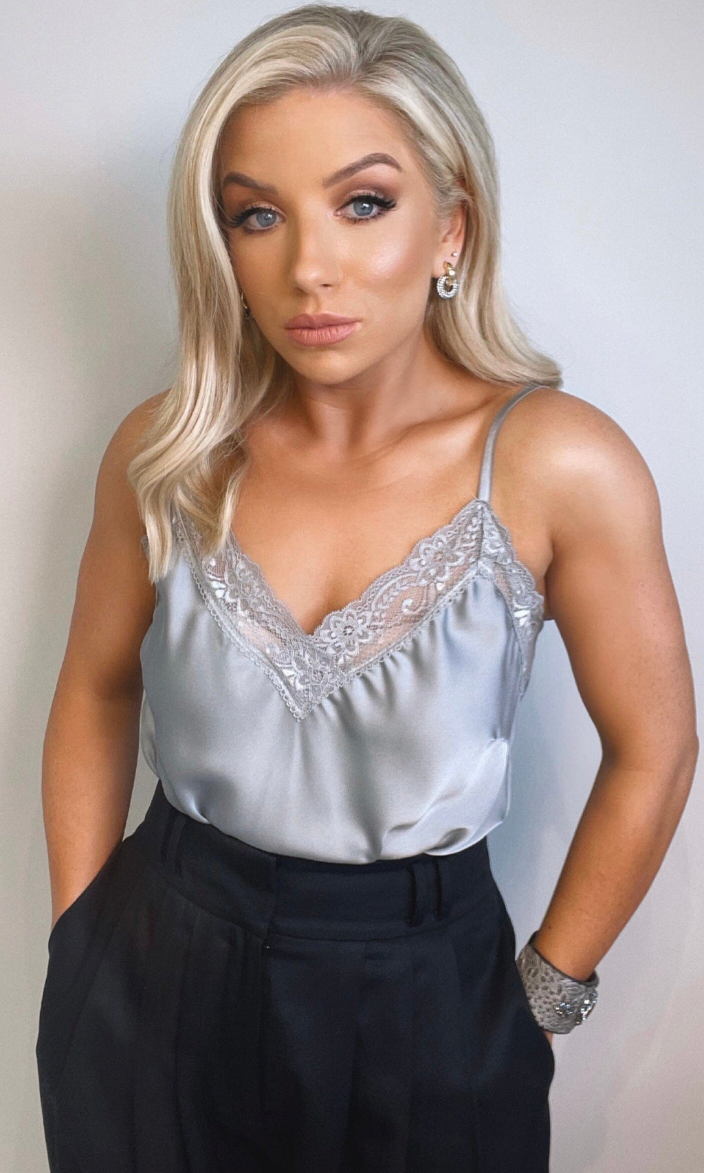 CAMILLA SILKY CAMI - SILVER Coco Boutique 