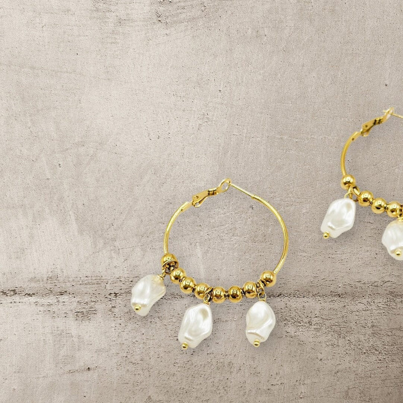 THE OLIVIA PEARL HOOPS Jewellery & Accessories Coco Boutique 