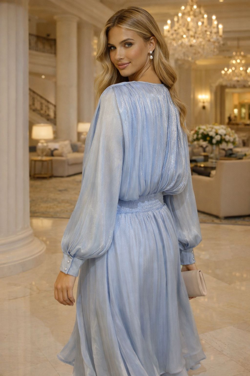 SERAPHINE SHIMMER MIDI DRESS - BLUE Dresses APRICOT 