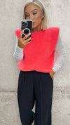 THE NOVA TANK - NEON CORAL Knitwear Gigi Lu 